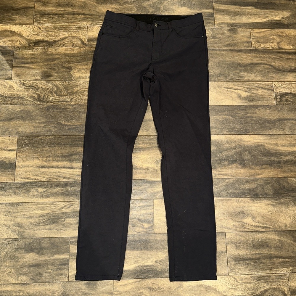 Tahari Chino Pants Performace Stretch Men's Size 34x34 Black Flat-Front Athletic